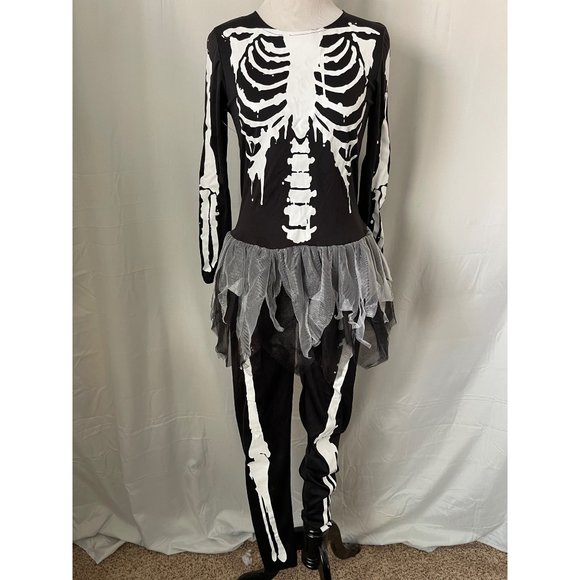 No Brand Other - Girls Black/White Skeleton Tulle Bottom Top & Pant Halloween Costume